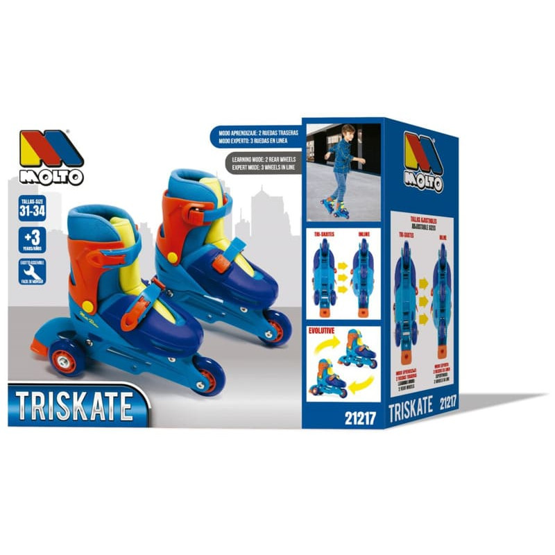 Patines 2 en 1 Molto Triskate ajustables talla 31-34: crece contigo