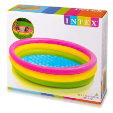 Piscina redonda hinchable 3 aros de colores con suelo hinchable Intex 131 l