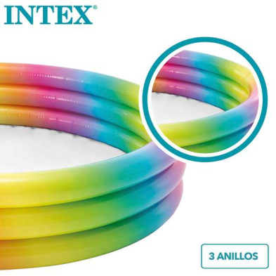 Piscina redonda hinchable 3 aros Intex Multicolor 330 l