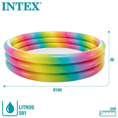 Piscina redonda hinchable 3 aros Intex Multicolor 581 l