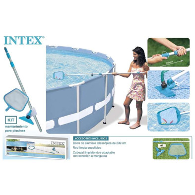 Kit de mantenimiento Intex para piscinas con mango telescopico de 239 cm
